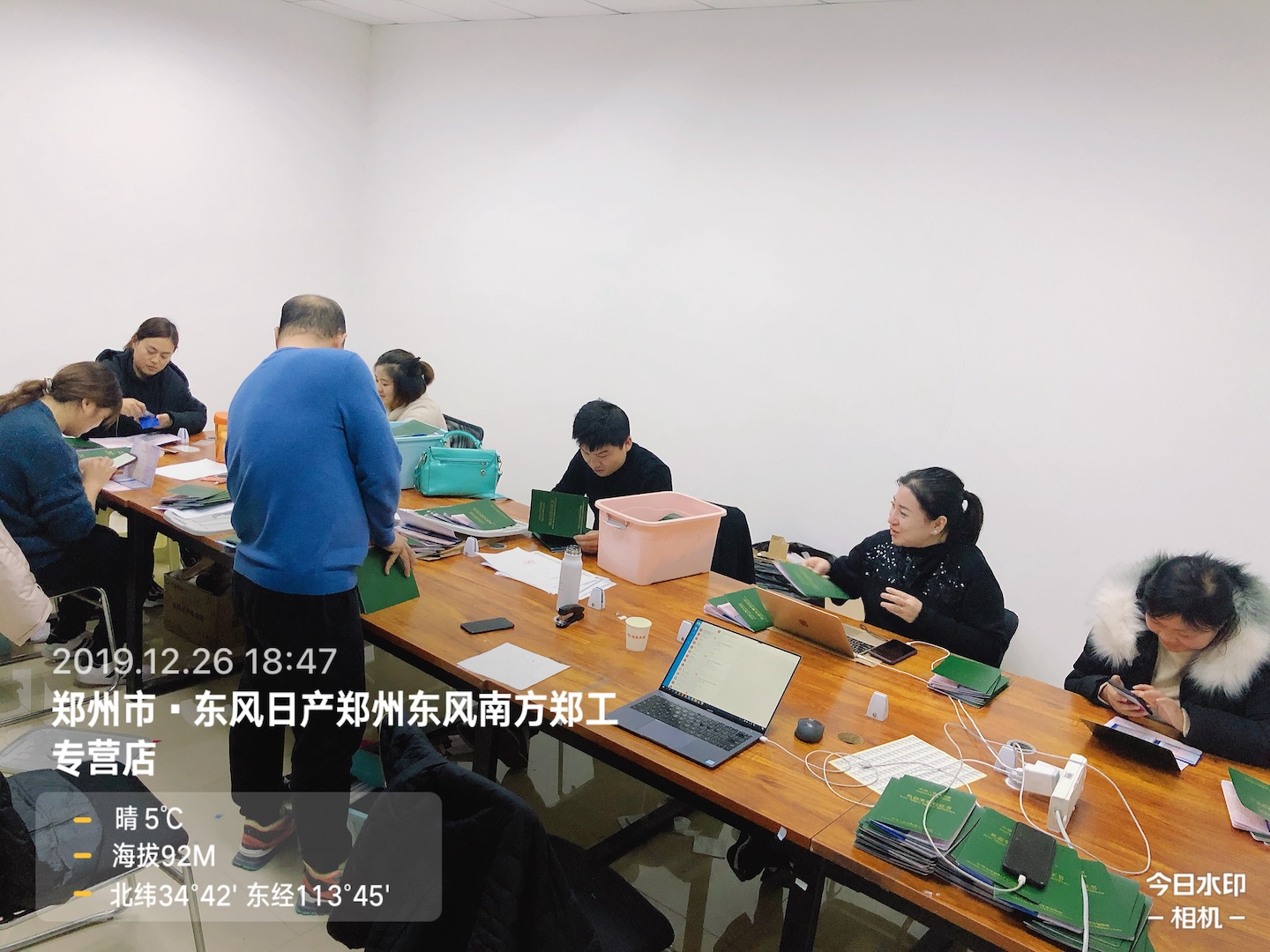 Project team organizing permit application materials